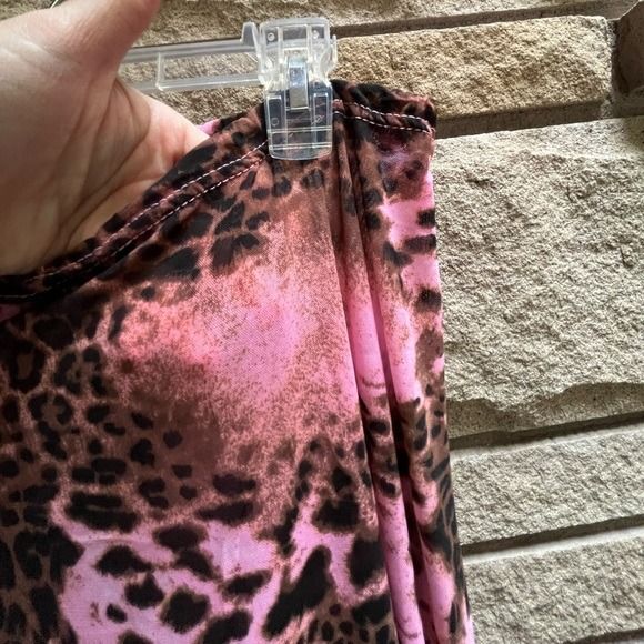 Vintage Y2K VENUS Swimwear Coverup Mesh Animal Print pants Pink Brown Small - Picture 3 of 6